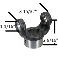YOKE PTO LONG 1" ROND CLE 1/4"