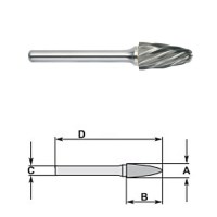 FRAISE AU CARBURE A:3/8" B:3/4" C:1/4"